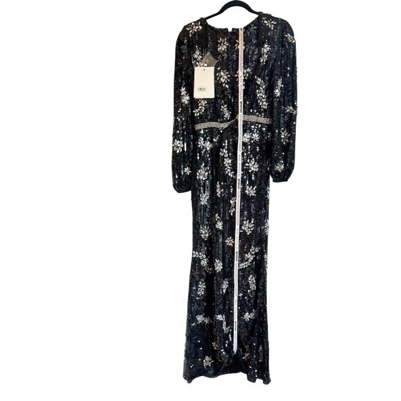 Mac Duggal Black 93616 Bishop Long Sleeve V Neck Sequin Gown Size 8 NWT - Picture 8 of 11